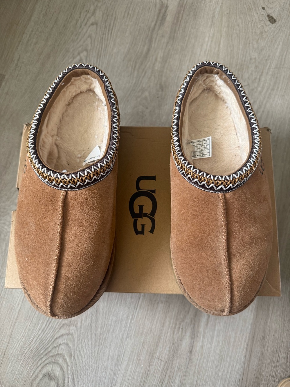 UGG Women's Chestnut Suede Shearling Moccasin Slippers